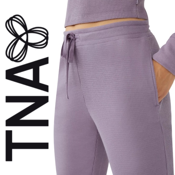 TNA Pants - TNA Waffle Jogger Mid-Rise Thermal Joggers - Lilac Purple